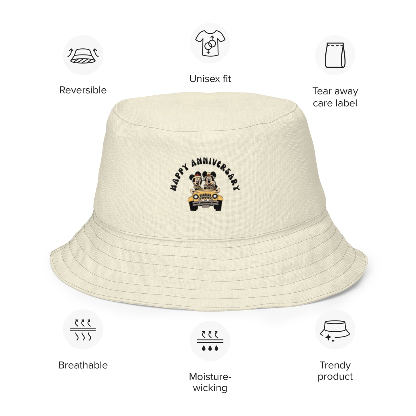 Happy Anniversary Reversible bucket hat